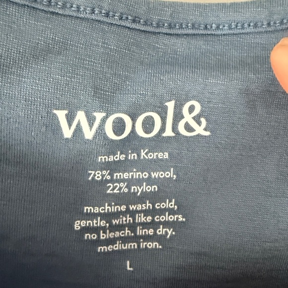 Wool& WoolAnd Rowena Merino Wool Swing Dress Long Sleeve Blue Women's Size L B02 - Picture 2 of 3